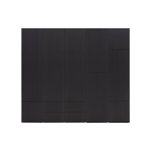 Goossens Kast Systeem Malaga Online, Opstelling compleet 5 elementen 250 cm b start met module 3 inclusief ladeblok en extra legplank