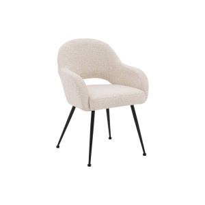 Goossens Eetkamerstoel Briggen wit stof met armleuning,