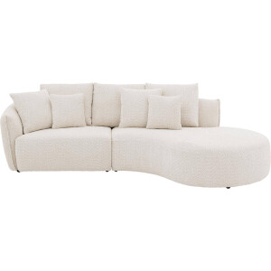 Goossens Bank Fay wit, stof, 1,5-zits, stijlvol landelijk met chaise longue rechts