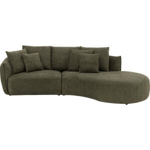 Goossens Bank Fay groen, stof, 1,5-zits, stijlvol landelijk met chaise longue rechts