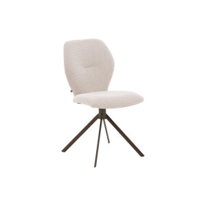 Goossens Eetkamerstoel Hera beige stof leuning, modern design