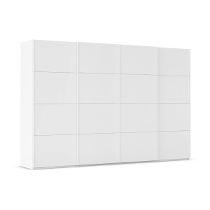 Goossens Excellent Kledingkast Finca Mat Glas, Slaapkamerkast 400 cm breed, 236 cm hoog, 4x 4 paneel glas schuifdeuren