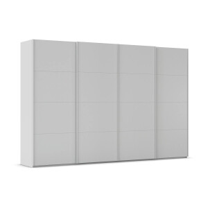 Goossens Excellent Kledingkast Finca Mat Glas, Slaapkamerkast 400 cm breed, 236 cm hoog, 4x 4 paneel glas schuifdeuren