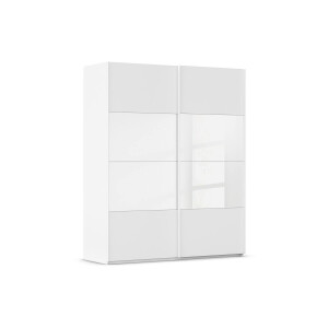 Goossens Kledingkast Finca Combi Glans-mat Glas, Slaapkamerkast 160 cm breed, 223 cm hoog, 2x 4 paneel (glas met glas mat combinatie) schuifdeuren