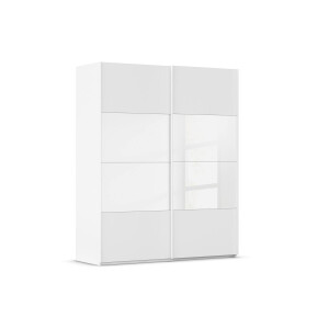 Goossens Kledingkast Finca Combi Glans-mat Glas, Slaapkamerkast 180 cm breed, 223 cm hoog, 2x 4 paneel (glas met glas mat combinatie) schuifdeuren
