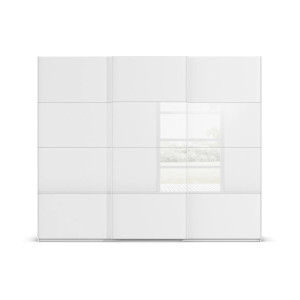 Goossens Kledingkast Finca Combi Sts, Slaapkamerkast 300 cm breed, 223 cm hoog, 3x 4 paneel (glas met glas mat combinatie) schuifdeuren