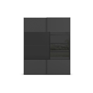 Goossens Kledingkast Finca Combi Sts, Slaapkamerkast 200 cm breed, 223 cm hoog, 2x 4 paneel (glas met glas mat combinatie) schuifdeuren