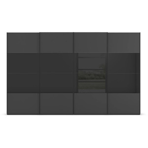 Goossens Kledingkast Finca Combi Sts, Slaapkamerkast 400 cm breed, 223 cm hoog, 4x 4 paneel (glas met glas mat combinatie) schuifdeuren