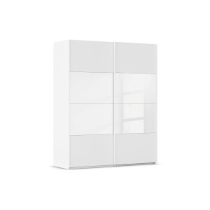 Goossens Kledingkast Finca Combi Glans-mat Glas, Slaapkamerkast 180 cm breed, 236 cm hoog, 2x 4 paneel (glas met glas mat combinatie) schuifdeuren