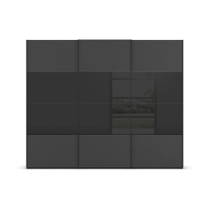 Goossens Kledingkast Finca Combi Sts, Slaapkamerkast 300 cm breed, 236 cm hoog, 3x 4 paneel (glas met glas mat combinatie) schuifdeuren