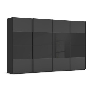 Goossens Kledingkast Finca Combi Glans-mat Glas, Slaapkamerkast 400 cm breed, 236 cm hoog, 4x 4 paneel (glas met glas mat combinatie) schuifdeuren