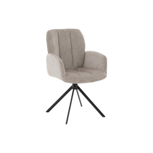 Goossens Eetkamerstoel Hestia grijs stof Hera spin poot gr draaibaar returnfunctie met armleuning,