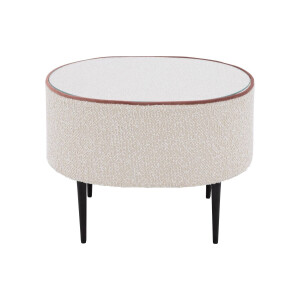 Goossens Nachtkastje Venus, Rond 51 cm b x 36 cm h x 42 cm d met inleg glasblad