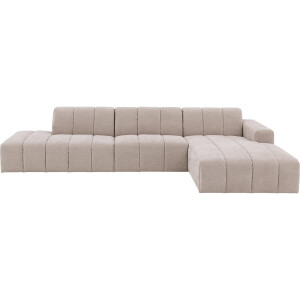 Goossens Bank Lewis bruin, stof, modern design met chaise longue rechts