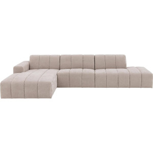 Goossens Bank Lewis beige, stof, modern design met chaise longue links