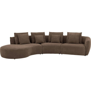 Goossens Bank Fay bruin, stof, 1,5-zits, stijlvol landelijk met chaise longue links