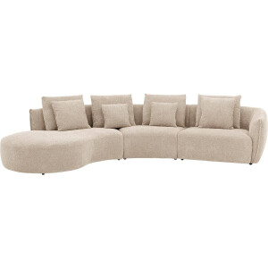 Goossens Bank Fay bruin, stof, 1,5-zits, stijlvol landelijk met chaise longue links