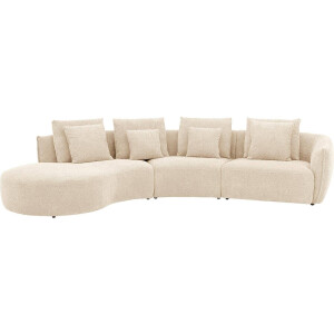 Goossens Bank Fay bruin, stof, 1,5-zits, stijlvol landelijk met chaise longue links