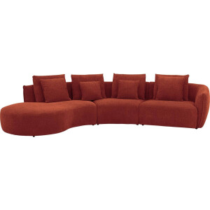 Goossens Bank Fay rood, stof, 1,5-zits, stijlvol landelijk met chaise longue links
