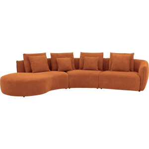 Goossens Bank Fay rood, stof, 1,5-zits, stijlvol landelijk met chaise longue links