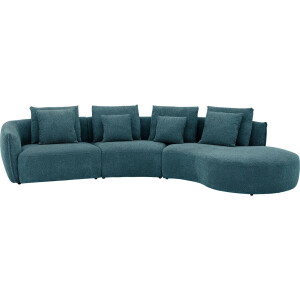 Goossens Bank Fay groen, stof, 1,5-zits, stijlvol landelijk met chaise longue links