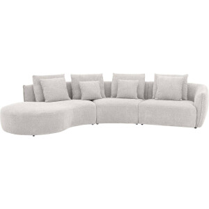 Goossens Bank Fay grijs, stof, 1,5-zits, stijlvol landelijk met chaise longue links