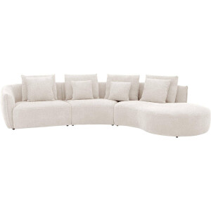 Goossens Bank Fay wit, stof, 1,5-zits, stijlvol landelijk met chaise longue rechts