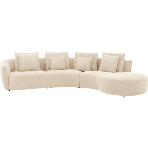 Goossens Bank Fay beige, stof, 1,5-zits, stijlvol landelijk met chaise longue rechts