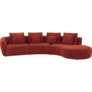 Goossens Bank Fay rood, stof, 1,5-zits, stijlvol landelijk met chaise longue rechts