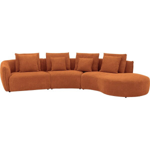 Goossens Bank Fay rood, stof, 1,5-zits, stijlvol landelijk met chaise longue rechts