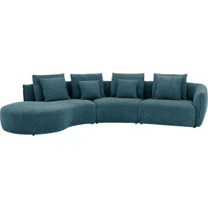 Goossens Bank Fay groen, stof, 1,5-zits, stijlvol landelijk met chaise longue rechts