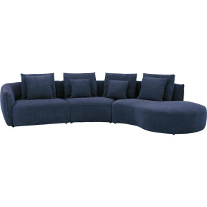 Goossens Bank Fay blauw, stof, 1,5-zits, stijlvol landelijk met chaise longue rechts