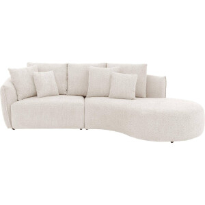 Goossens Bank Fay wit, stof, 1,5-zits, stijlvol landelijk met chaise longue links