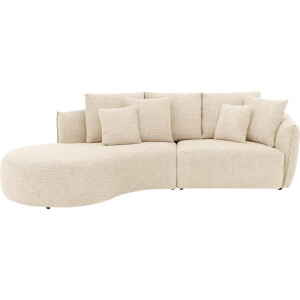 Goossens Bank Fay beige, stof, 1,5-zits, stijlvol landelijk met chaise longue links