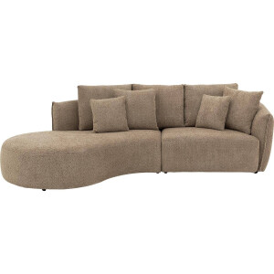 Goossens Bank Fay bruin, stof, 1,5-zits, stijlvol landelijk met chaise longue links