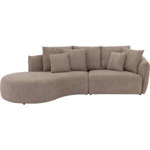 Goossens Bank Fay bruin, stof, 1,5-zits, stijlvol landelijk met chaise longue links