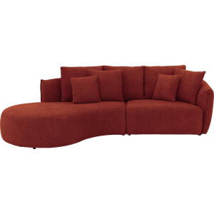 Goossens Bank Fay rood, stof, 1,5-zits, stijlvol landelijk met chaise longue links