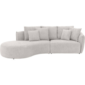 Goossens Bank Fay grijs, stof, 1,5-zits, stijlvol landelijk met chaise longue links