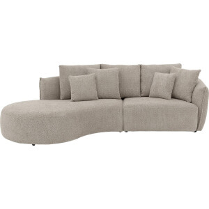 Goossens Bank Fay lichtgrijs, stof, 1,5-zits, stijlvol landelijk met chaise longue links
