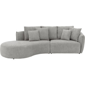 Goossens Bank Fay grijs, stof, 1,5-zits, stijlvol landelijk met chaise longue links