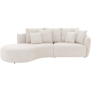 Goossens Bank Fay wit, stof, 1,5-zits, stijlvol landelijk met chaise longue rechts