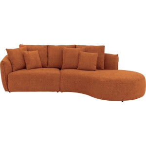 Goossens Bank Fay rood, stof, 1,5-zits, stijlvol landelijk met chaise longue rechts
