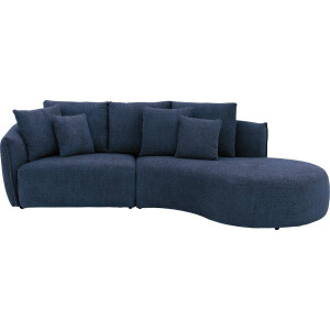 Goossens Bank Fay blauw, stof, 1,5-zits, stijlvol landelijk met chaise longue rechts