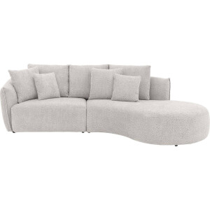 Goossens Bank Fay grijs, stof, 1,5-zits, stijlvol landelijk met chaise longue rechts