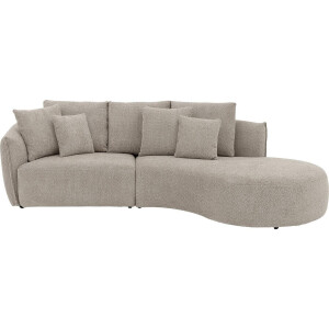 Goossens Bank Fay lichtgrijs, stof, 1,5-zits, stijlvol landelijk met chaise longue rechts