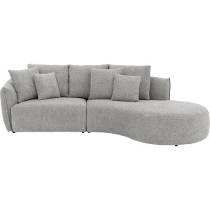 Goossens Bank Fay grijs, stof, 1,5-zits, stijlvol landelijk met chaise longue rechts
