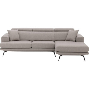 Goossens Hoekbank Viggo grijs, stof, 2,5-zits, modern design