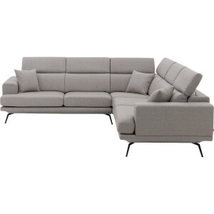 Goossens Hoekbank Viggo grijs, stof, 2,5-zits, modern design