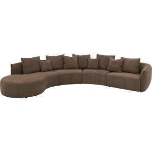 Goossens Bank Fay bruin, stof, 1,5-zits, stijlvol landelijk met chaise longue links