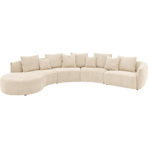 Goossens Bank Fay bruin, stof, 1,5-zits, stijlvol landelijk met chaise longue links